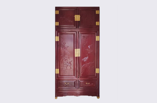 浙江高端中式家居装修深红色纯实木衣柜